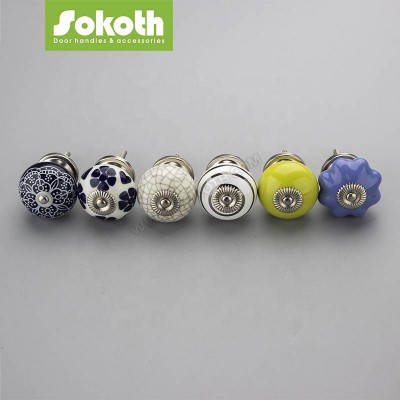 Ceramic Drawer Cabinet Door Handle And Knobs Chinese Style Decorative Ceramic Door Knobs